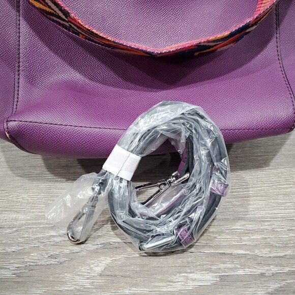 BROMEN Purse Large Bucket Bag Hobo Vegan Leather Handbag Purple Colored Strap - Picture 15 of 16